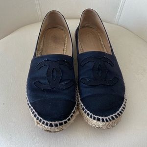 CHANEL espadrilles in black satin | size 38